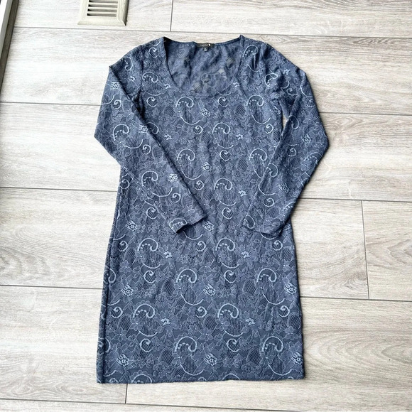 Aritzia Talula Navy Lace Semi Sheer Mini Dress - Picture 4 of 14